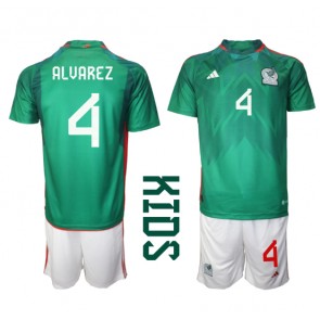Mexiko Edson Alvarez #4 kläder Barn VM 2022 Hemmatröja Kortärmad (+ korta byxor)
